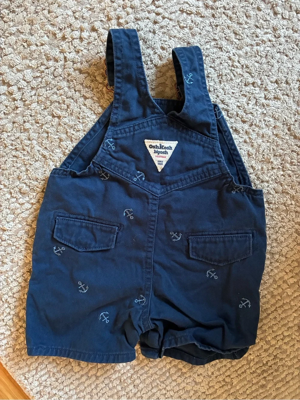 OshKosh B'gosh Navy Anchor Print Overall Shorts